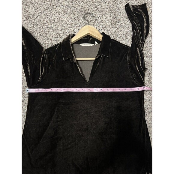 Soft Surroundings Velvet Womens Size PS Brown Collared Long Sleeve V-Neck Tunic - Picture 6 of 8